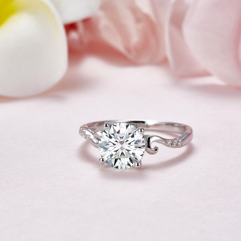 2 Carat Moissanite Diamond (8 mm) Wedding Engagement Ring 925 Sterling Silver