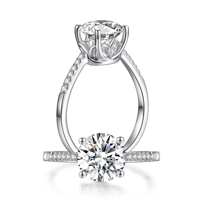 2 Carat Moissanite Diamond (8 mm) Engagement Ring 925 Sterling Silver