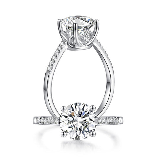 2 Carat Moissanite Diamond (8 mm) Engagement Ring 925 Sterling Silver