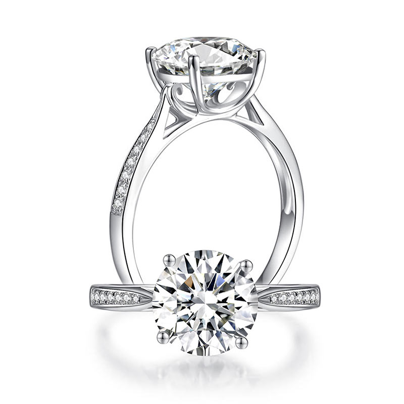 3 Carat Moissanite Diamond (9 mm) Luxury Ring Engagement 925 Sterling Silver