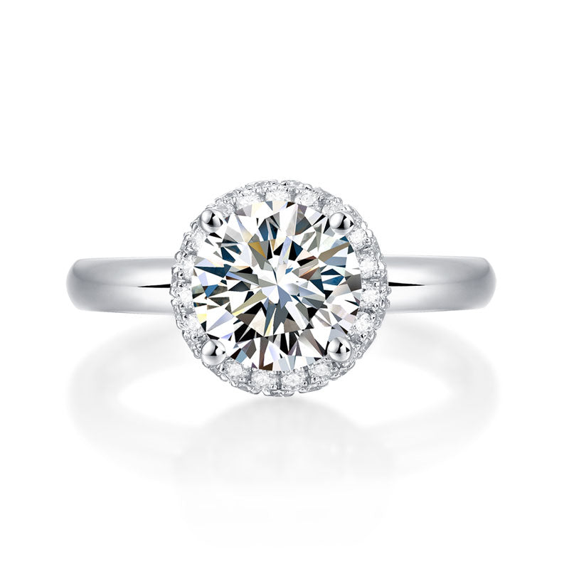 1.5 Carat Moissanite Diamond Ring Halo 925 Sterling Silver