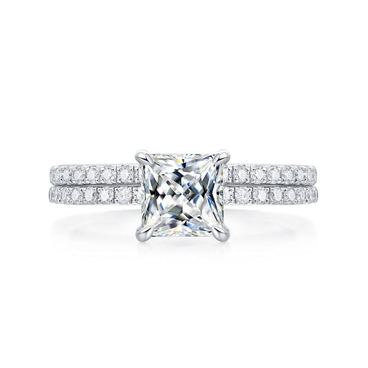 Princess Cut 1 Carat Moissanite Diamond Ring Set