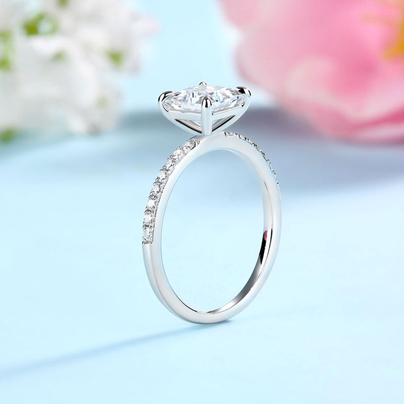 Princess Cut 1 Carat Moissanite Diamond Ring Set